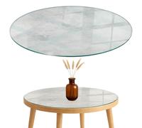 Tempered Glass Table Top Glass Cover Concrete Patterns With Cracks Round 100cm