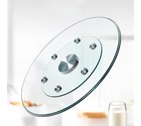 Tempered Glass Turntable for Dining Table, Rotating Serving Tray, Transparent Swivel Plate for Banquets and Family Dinners