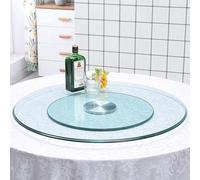Tempered Glass Turntable Lazy Susan Tabletop Rotating Tray 20" 24" 27" Swivel Display Serving Plate for Dining Table Large Clear Home Kitchen Rotating Plate Centerpiece (Size : 60cm/24)