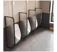 Tempered Glass Urinal Partition Divider, Men Urinal Privacy Screen Baffle With Stainless Steel Frame, Wall Mounted Public Toilet Partition For Hotel, Schools, Shopping Ma,Black-120cm-2 Pcs Made in