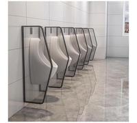 Tempered Glass Urinal Partition - Wall Mounted with Stainless Steel Frame, 2 Pcs Urinal Divider for Men’s Toilets, Ideal for Hotels and Public Restrooms, Black