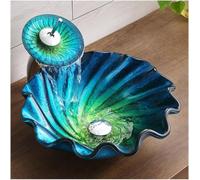 Tempered Glass Vessel Sink with Matching Waterfall Faucet