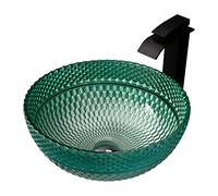 Tempered Glass Vessel Sink with Waterfall Faucet - Artistic Vanity Countertop Installation