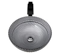 Tempered Glass Vessel Sink with Waterfall Faucet Drain Combo for Bathroom Vanity, Round Artistic Design, Above Counter Installation