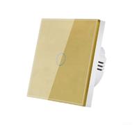 Tempered Glass Wall Switch 1-Gang LED Indicator No Neutral(Gold)