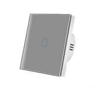 Tempered Glass Wall Switch 1-Gang LED Indicator No Neutral(Gray)
