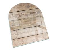 Tempered Hearth Glass Plate with Decorative Print | Fireplace Floor Protector | Heat Resistant Stove Base | Modern Fire Surround - 80x70cm (31.5×27.6 inch) - Wooden board in arrangement