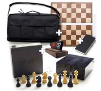 Tempest Chess Ensemble: Wooden Chess Set + Hardwood Portable Chess Board + Carry-All Bag + Storage Box + Scorebook + Optional Tempest Deluxe Chess Clock/Dock (London 2013 ULTIMATE Ensemble)