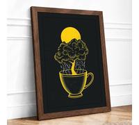 Tempest in a Teacup Surrealism Framed Wall Art Print A4 Walnut | Ready to Hang, Premium Gi Paper, Fade-Resistant Inks, Securely Packaged, UK Made