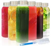 TempFoo Glass Juice Water Bottles with Lids, 500ml Clear Smoothie Milk Drinking Bottle, Reusable Safe Storage Juicing Ginger Shots Bottled Container Leakproof (6)