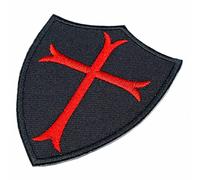 Templar Cross Shield of Knights Templar Military Crusaders. Morale Patch Iron-on Embroidered Brooch. Iron-on Patches for Clothing -Templar Patch. 3.15" x 2.4"