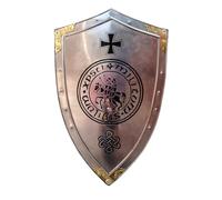 Templar Crusader Cross Shield - Medieval Knight Armor Replica for Display - Handcrafted Steel Wall Decor - Gothic Crusades Shield for Cosplay, Collectors & Home Display