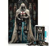 Templar Crusader Knight Jigsaw Puzzles for Teenagers 1000 Piece Pure Logic Toy Quiet Calm Clean Cut Wall Art Decor (38x26cm)