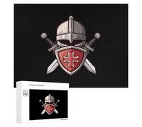 Templar Helmet Crosss And Sword Medieval Crusader Puzzle for Adults Challenging Jigsaw Puzzles for Women Men