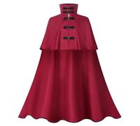 Templar Knight Cape, Halloween Costume, Unisex, Red Wizard Robe, Cape Coat with Double Breasted Pirate Cape, Trench Coat, Gothic Robe, Medieval Fancy Dress for Halloween Party, Fancy Dress