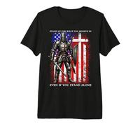 Templar Knight Crusader USA Flag Graphic Premium T-Shirt
