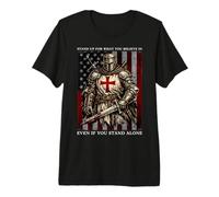 Templar Knight Crusader USA Flag Graphic Premium T-Shirt