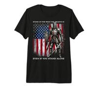 Templar Knight Crusader USA Flag Graphic Premium T-Shirt