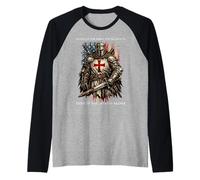 Templar Knight Crusader USA Flag Graphic Raglan Baseball Tee