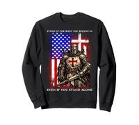 Templar Knight Crusader USA Flag Graphic Sweatshirt