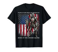Templar Knight Crusader USA Flag Graphic T-Shirt