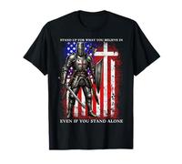 Templar Knight Crusader USA Flag Graphic T-Shirt