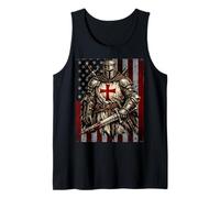 Templar Knight Crusader USA Flag Graphic Tank Top
