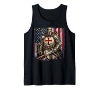 Templar Knight Crusader USA Flag Graphic Tank Top