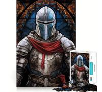 Templar Knight Glass 1000 Piece Jigsaw Puzzle for Teenagers Smart Game Relaxed Mind Pattern Assembly Santa Wish List (38x52cm)