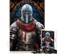 Templar Knight Glass Jigsaw Puzzles for Adults1000 Pieces Think Smart Toy Family Bond Accurate Cut Seasonal Gift (50x75cm)