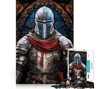 Templar Knight Glass Jigsaw Puzzles for Adults1000 Pieces Think Smart Toy Family Bond Accurate Cut Seasonal Gift (50x75cm)