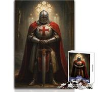 Templar Knight in Cathedral Jigsaw 1000 Pieces for Adults Brain Training Educational Game Ideal Surprise Gift for Loved Ones Size 50x75cm