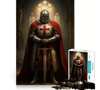 Templar Knight in Cathedral Jigsaw Puzzles 1000 Pieces for Teenagers Think Game Peaceful Time Quality Edge Perfect Present (38x52cm)