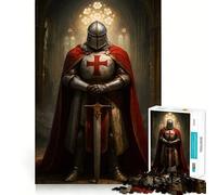 Templar Knight in Cathedral Jigsaw Puzzles for Adults 1000 Pieces Brain Challenge Toy Quiet Fun Precise Cut Wall Art Decor (50x75cm)
