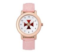 Templar Knight Logo Womens Elegant Watch Analogue Quartz Watch Leather Band Wristwatch