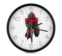 Templar Knight Modern Wall Clock 10 Inch Non Ticking Silent Quartz Round Clocks for Home Office Decor