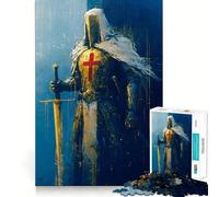 Templar Knight Painting 1000 Piece Jigsaws for Teenagers Puzzle Wise Think Toy Simple Fun Tight Cut Santa Wish Pick (38x52cm)