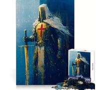 Templar Knight Painting Jigsaw Puzzle 1000 Piece for Adults Strong Logic Toy Anxiety Relief Clear Edge Festival Gift (50x75cm)