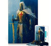 Templar Knight Painting Jigsaw Puzzle for Adults 1000 Pieces Think Smart Toy Home Enjoy Accurate Cut Wall Art Decor (38x26cm)