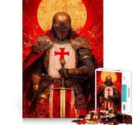 Templar Knight Painting Jigsaw Puzzle for Teenagers 1000 Pieces Cognitive Toy Quiet Hobby Premium Edge (38x52cm)