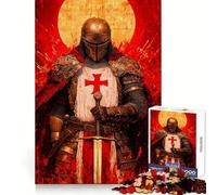 Templar Knight Painting Jigsaw Puzzles 1000 Piece for Adults Mental Logic Toy Peaceful Fun Firm Cut Cherished Gift (38x26cm)