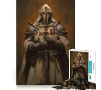 Templar Knight Portrait 1000 Piece Jigsaws for Teenagers Puzzle Wise Think Toy Simple Fun Tight Cut Santa Wish Pick (50x75cm)