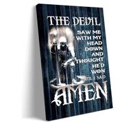 Templar Knight Poster Quotes Wall Art Prints The Devil Saw Me With My Head Down Canvas Framed Artwork Religious Wall Art Christian Warrior Poster Framed (12x18 inch)