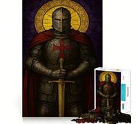 Templar Knight with Sword And Halo 1000 Piece Jigsaw Puzzles for Adults Jigsaw Memory Lift Slow Enjoy Image Assembly Creative Gift (50x75cm)