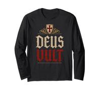 Templar Knights Deus Vult (God Wills It) Shield Aged Long Sleeve T-Shirt