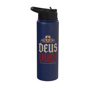 Templar Knights Deus Vult (God Wills It) Shield Aged Stainless Steel Insulated Water Bottle