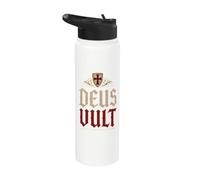 Templar Knights Deus Vult (God Wills It) Shield Aged Stainless Steel Insulated Water Bottle