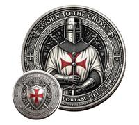 Templar Oath Commemorative Coin, “AD GLORIAM DEI” Medieval Knight Faith Challenge Coin, Dual-Sided Knight Templar Token with Red Cross Shield & Latin Motto, Christian Collectible Gifts (1pcs)