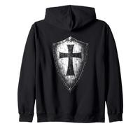 Templar Shield With Cross Emblem Zip Hoodie