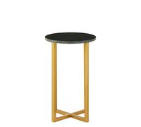 Templar Side Table - Round Tall - Green Marble and Gold